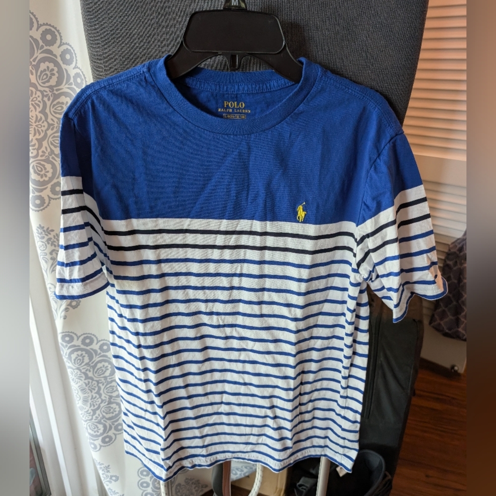 Polo by Ralph Lauren Boy's Blue and White Striped Tee